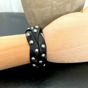 Vintage y2k Woven Braided Twisted Leather Rivet Unisex cuff wristband goth punk
